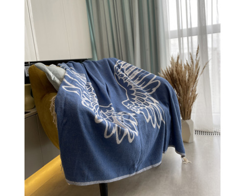 Плед бавовняний SoundSleep Wings синій 140х200 см