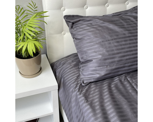 Комплект постельного белья Stripe Sense Graphite сатин-страйп SoundSleep графит семейный