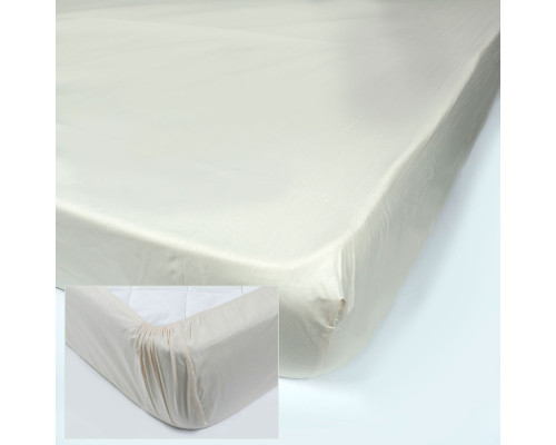 Простынь на резинке из ранфорса SoundSleep PR80R-Ran-104 Cream кремовая 140х200 см