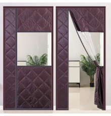 Утеплена штора на дверний отвір Магнітна прошита Magic Term 210х120 см (Асиметрія) шоколад