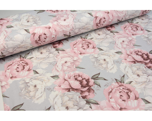 Набір серветок із тефлоновим просоченням 8 шт. Піон рожевий на сірому