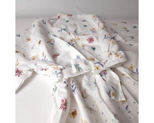 Халат SoundSleep Muslin Flowers Кімоно мусліновий L/XL білий (2800004590433)