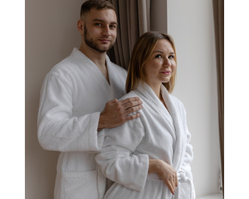 Готельний махровий велюровий халат SHAWL SoundSleep шаль білий розмір XXL