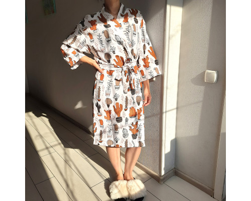 Халат SoundSleep Muslin Cactus Кімоно мусліновий  L/XL білий (2800004590419)