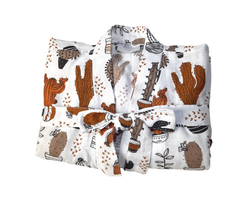 Халат SoundSleep Muslin Cactus Кімоно мусліновий  L/XL білий (2800004590419)