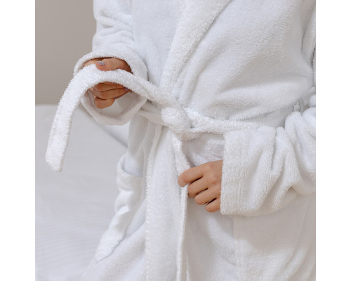 Готельний махровий велюровий халат SHAWL SoundSleep шаль білий розмір M
