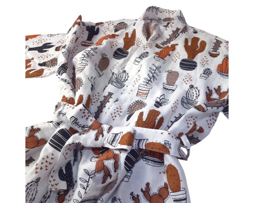 Халат SoundSleep Muslin Cactus Кімоно мусліновий  L/XL білий (2800004590419)