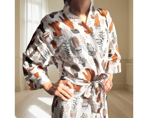 Халат SoundSleep Muslin Cactus Кімоно мусліновий  L/XL білий (2800004590419)
