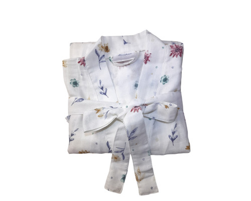 Халат SoundSleep Muslin Flowers Кімоно мусліновий L/XL білий (2800004590433)