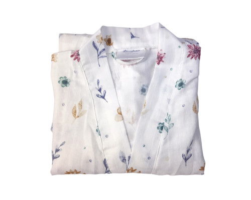 Халат SoundSleep Muslin Flowers Кімоно мусліновий L/XL білий (2800004590433)