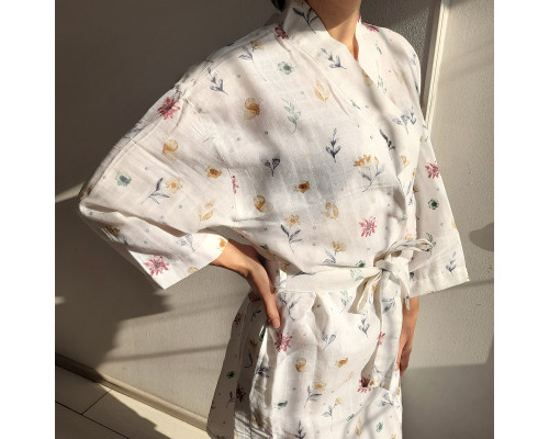 Халат SoundSleep Muslin Flowers Кімоно мусліновий L/XL білий (2800004590433)