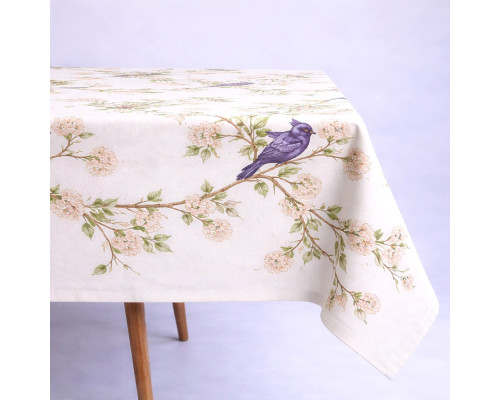 Скатертина SoundSleep Spring Birds водостійка 130х180 см біла (2800005024357)