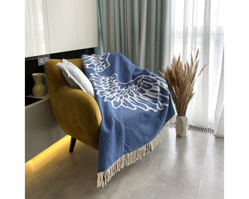 Плед бавовняний SoundSleep Wings синій 140х200 см