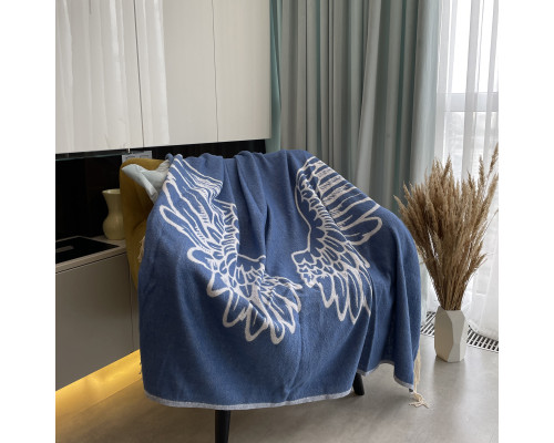 Плед бавовняний SoundSleep Wings синій 140х200 см