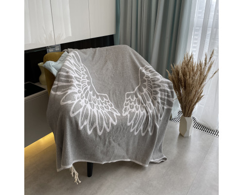 Плед бавовняний SoundSleep Wings сірий 140х200 см