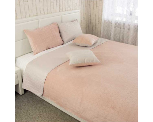 Покривало велюрове стьобане Tenderness SoundSleep пудра 220х240 см