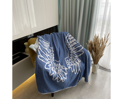 Плед бавовняний SoundSleep Wings синій 140х200 см