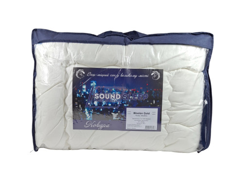 Ковдра SoundSleep Woolen Gold  зимова вовняна 450г тик 140х205 см молочна (2800004643573)