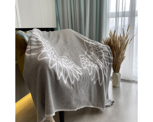 Плед бавовняний SoundSleep Wings сірий 140х200 см