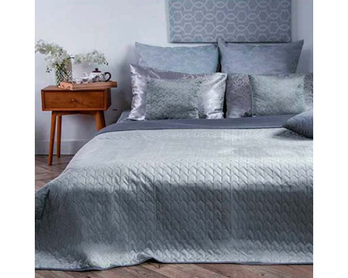 Покривало велюрове стьобане Tenderness SoundSleep сірий 150х220 см