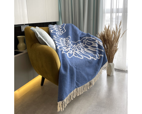 Плед бавовняний SoundSleep Wings синій 140х200 см