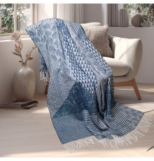 Плед SoundSleep Abstract бавовняний 140х200 см темно-синій (2800004835121)