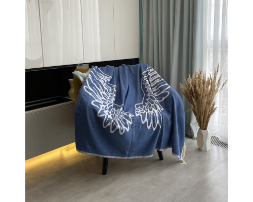 Плед бавовняний SoundSleep Wings синій 140х200 см