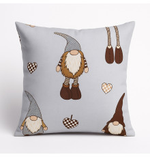 Подушка декоративна SoundSleep Gnoms Тепло зимових снів бязь 45х45 см світло-сіра (2800004904353)