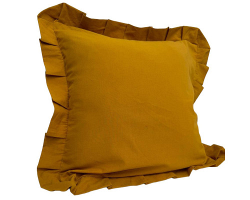 Наволочка декоративна з рюшами Stonewash Mustard SoundSleep 45х45 см