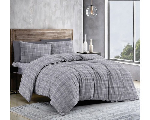 Комплект постільної білизни SoundSleep Check Grey бязь-голд односпальний 140х215 см (2800005071252)