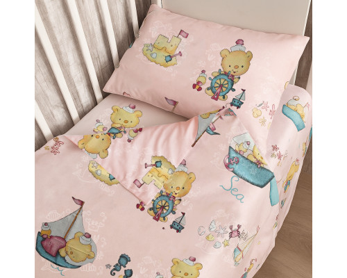 Комплект постільної білизни у ліжечко SoundSleep Bears бязь дитячий 110х145 см рожевий (2800004925129)