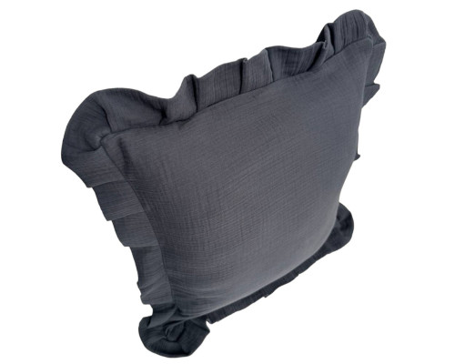Декоративна наволочка SoundSleep Muslin Graphite 45х45 см з рюшами (94331646)
