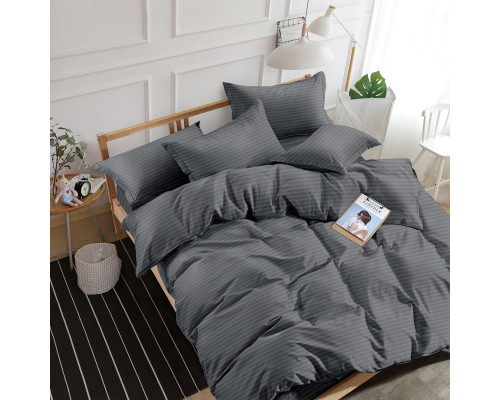 Комплект постільної білизни SoundSleep Stripe Dark Grey сатин-страйп темно-сірий сімейний