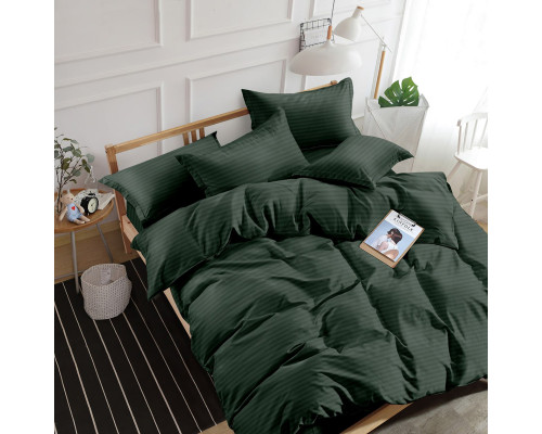 Комплект постільної білизни SoundSleep Stripe Dark Green сатин-страйп темно-зелений сімейний