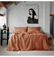 Комплект постільної білизни SoundSleep Muse terracotta Stonewash льон Євро King 230х220 см теракотовий (93254304)