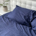 Комплект постільної білизни Stripe Sense Dark Blue сатин-страйп SoundSleep темно-синій сімейний