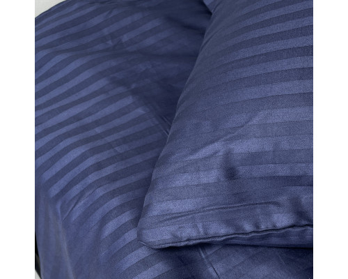 Комплект постільної білизни Stripe Sense Dark Blue сатин-страйп SoundSleep темно-синій сімейний
