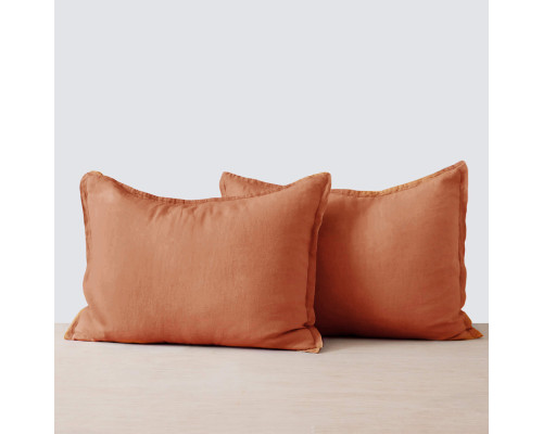 Комплект постільної білизни SoundSleep Muse terracotta Stonewash льон Євро King 230х220 см теракотовий (93254304)