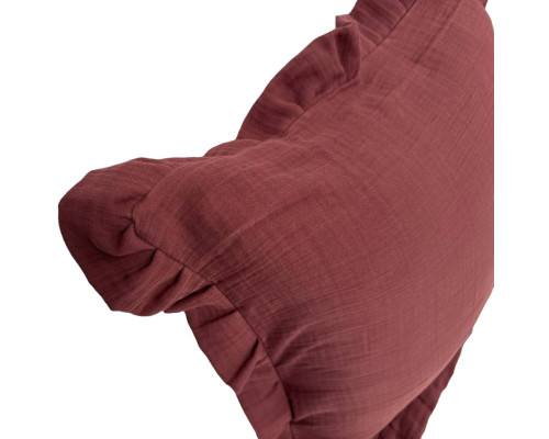 Наволочка декоративна з рюшами Muslin Burgundy SoundSleep бургунді 45х45 см