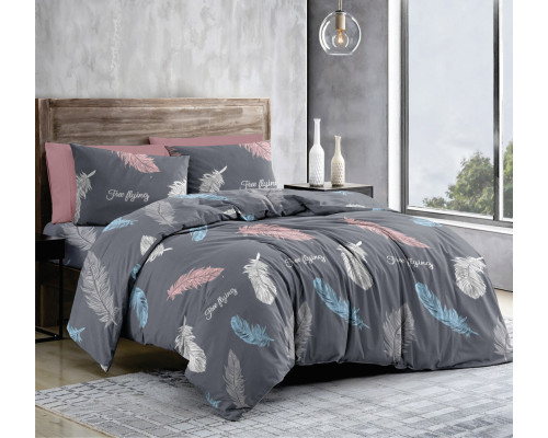 Комплект постільної білизни SoundSleep Feathers Dark Grey бязь-голд односпальний 175х215 см (2800005093568)
