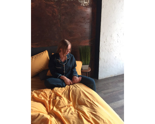 Комплект постільної білизни SoundSleep Stonewash Adriatic Гірчиця сімейний