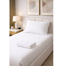 Набір SoundSleep Базова Допомога бязь 100% бавовна 2 простирадла наволочка 50х70 см рушник білий (2800004992510)