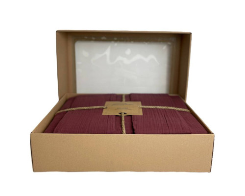 Комплект постільної білизни Muslin SoundSleep Burgundy євро
