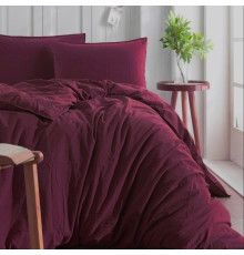 Комплект постільної білизни SoundSleep Stonewash бургунді євро