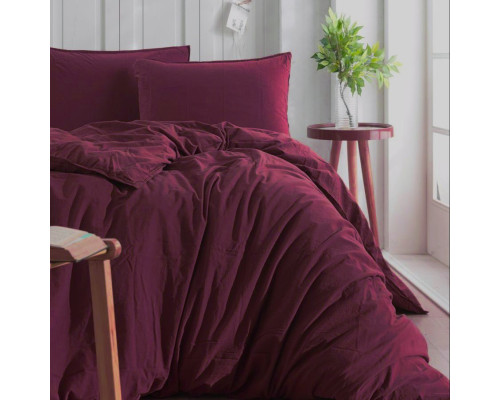 Комплект постільної білизни SoundSleep Stonewash бургунді євро