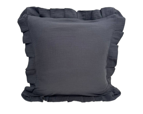 Декоративна наволочка SoundSleep Muslin Graphite 45х45 см з рюшами (94331646)