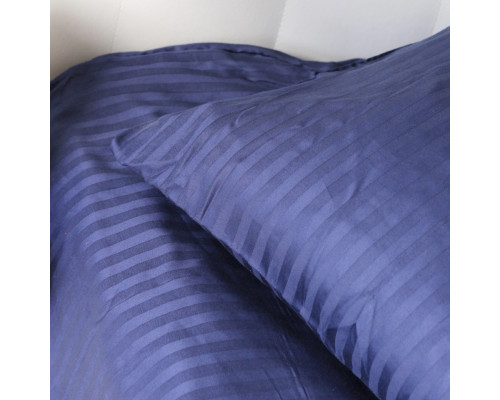 Комплект постільної білизни Stripe Sense Dark Blue сатин-страйп SoundSleep темно-синій сімейний