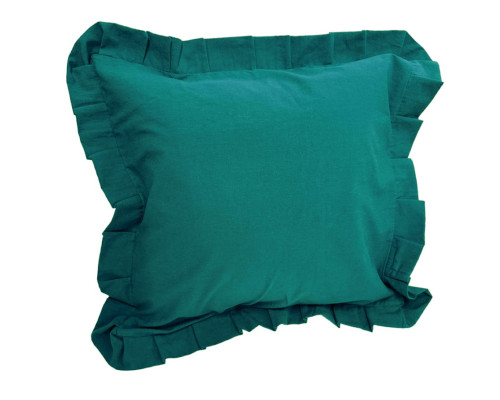 Наволочка декоративна з рюшами Stonewash Dark Green SoundSleep темно-зелений 45х45 см