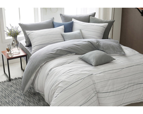 Комплект постільної білизни SoundSleep Unias ранфорс Євро 200х220 см світло-сірий (2800004729154)