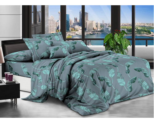 Комплект постільної білизни SoundSleep Leaves бязь Двоспальний 175х215 см сірий (2800004649377)